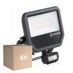 Fordelspakke 4x Ledvance LED Projektør Aluminium Sort 41W 5500lm 100D - 830 Varm Hvid | IP65 - Bevægelses- Og Lyssensor - Symmetrisk